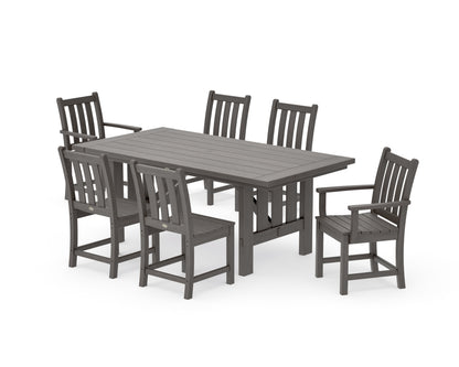 POLYWOOD Traditional Garden 7-Piece Dining Set with Mission Table in Driftwood