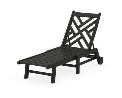 POLYWOOD Chippendale Chaise with Wheels in Black