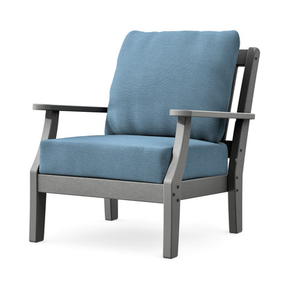 POLYWOOD Chinoiserie Deep Seating Chair in Slate Grey / Sky Blue