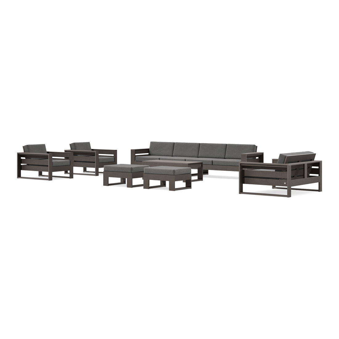 POLYWOOD PW Designer Series Latitude 8-Piece Lounge Sofa Set in Vintage Coffee / Ash Charcoal