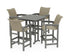 POLYWOOD Coastal Woven 5-Piece Bar Set in Slate Grey / Dune Grass