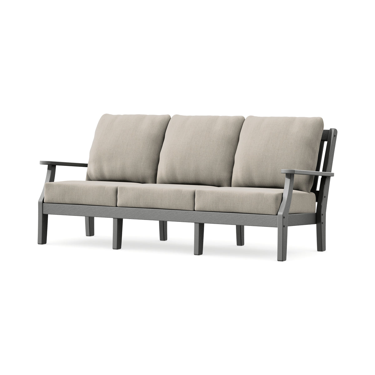 POLYWOOD Chinoiserie Deep Seating Sofa in Slate Grey / Cast Ash
