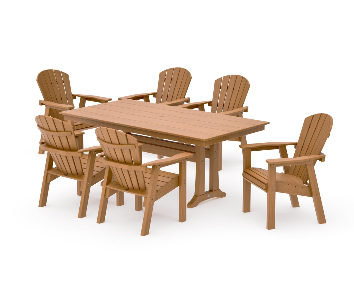 POLYWOOD Seashell 7-Piece Farmhouse Dining Set with Trestle Legs in Natural