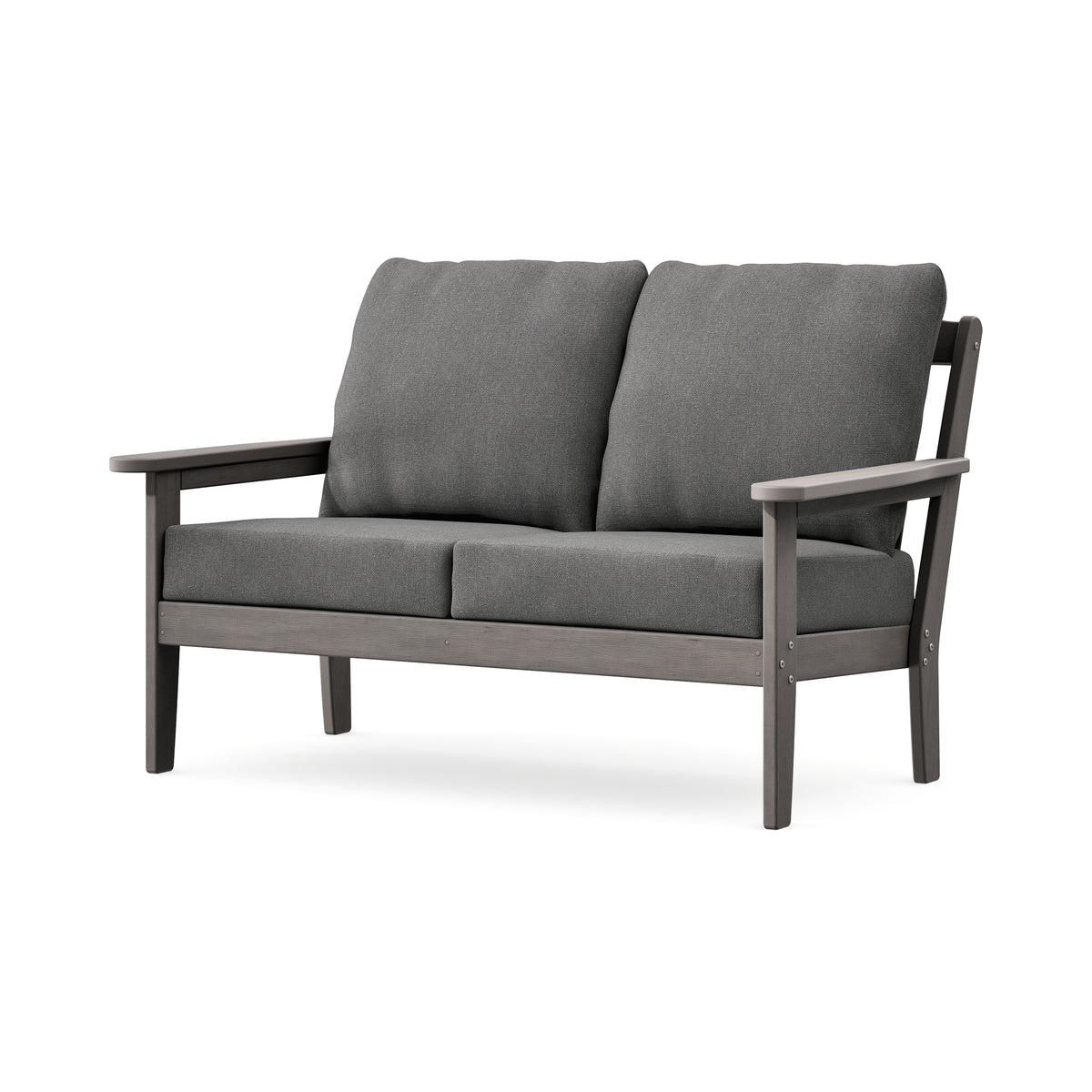 POLYWOOD Cottage Deep Seating Loveseat in Driftwood / Ash Charcoal