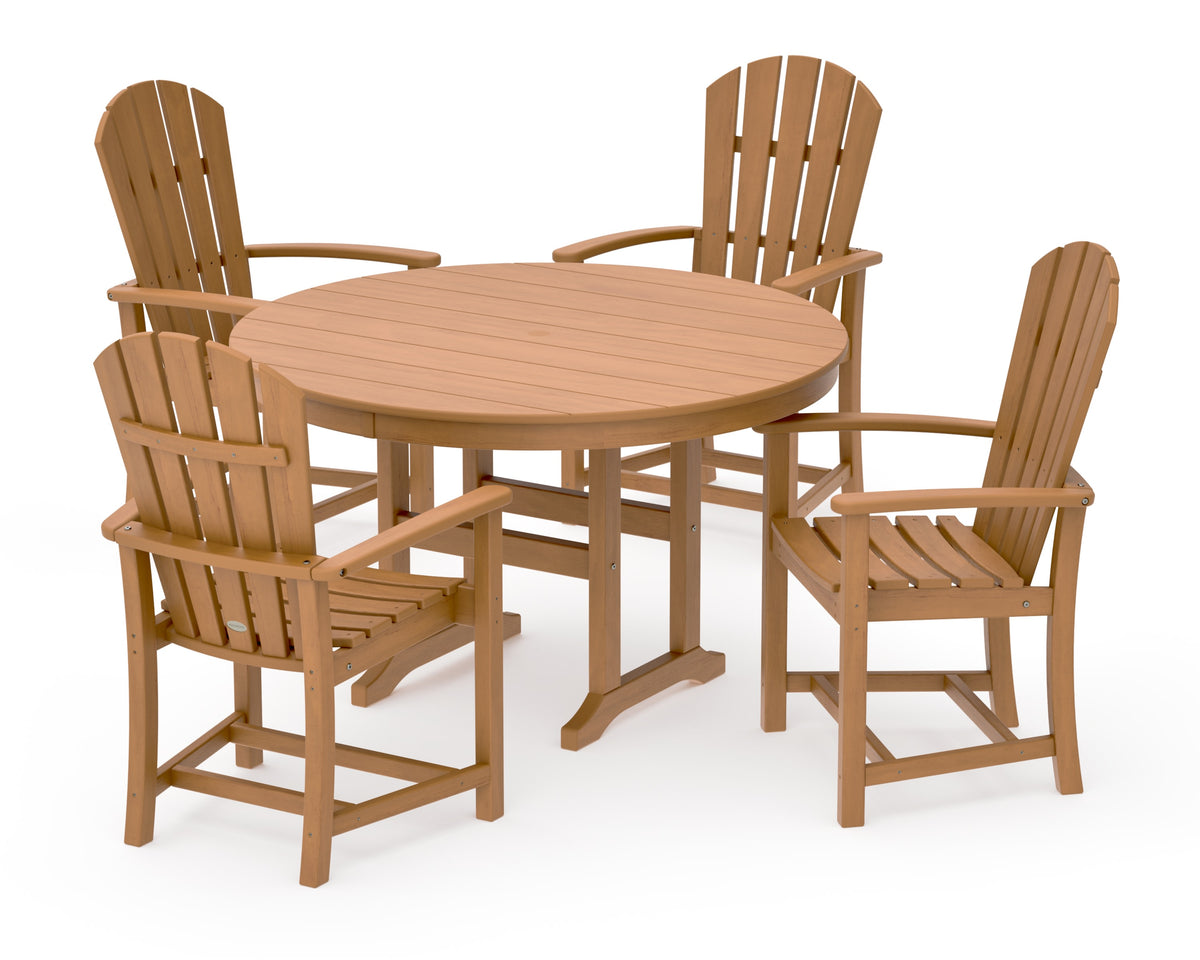 POLYWOOD Palm Coast 5-Piece Round Farmhouse Dining Set in Natural