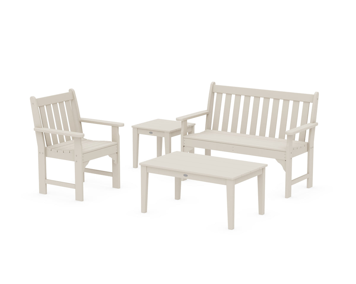 POLYWOOD Vineyard 4-Piece Bench Seating Set in Sand