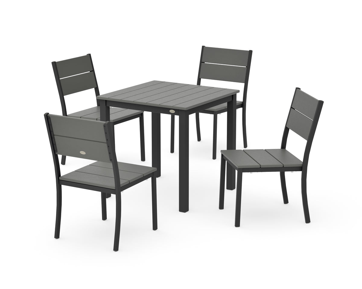 POLYWOOD Main Street 5-Piece Square Dining Set- Small in Black / Slate Grey