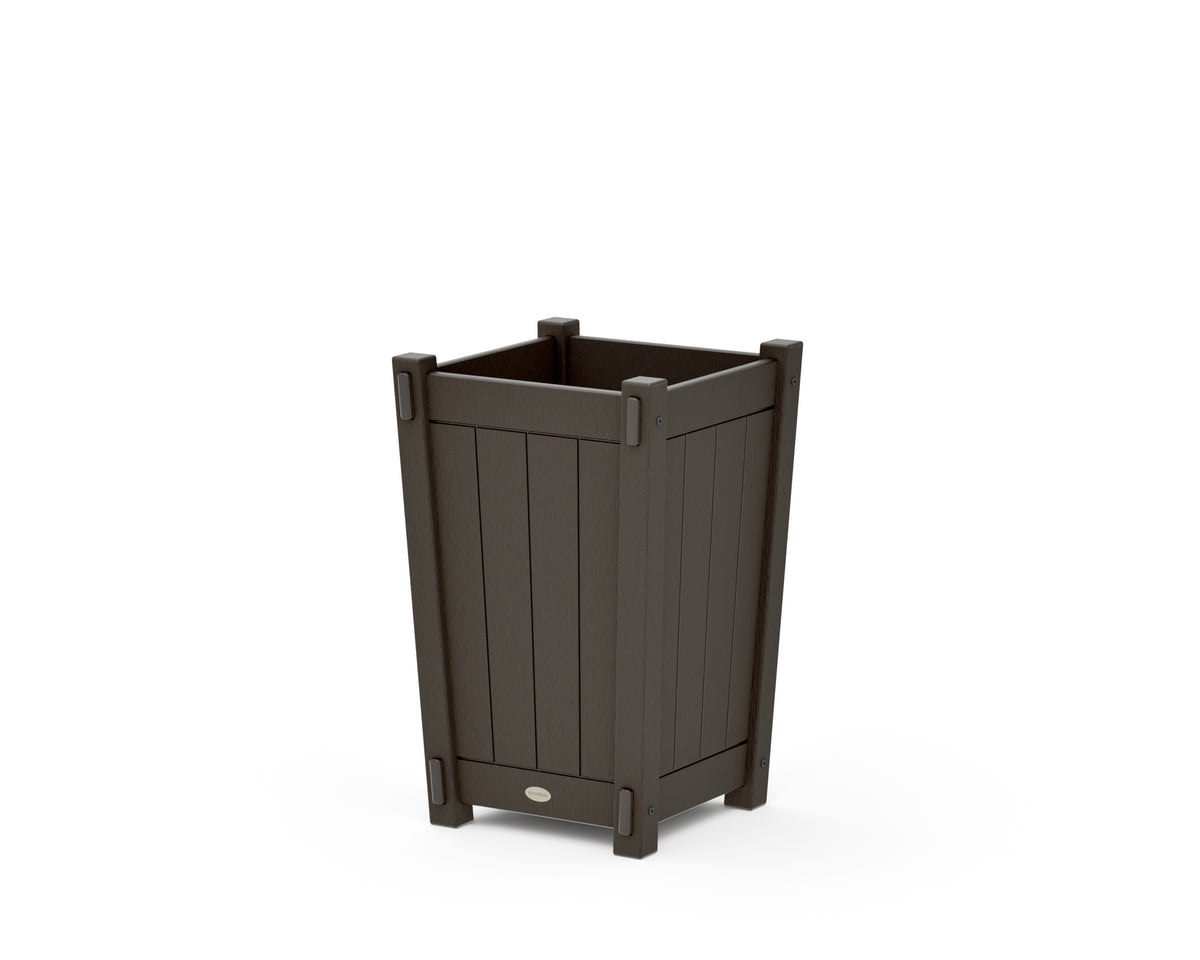POLYWOOD Vineyard Tapered Square Short Planter Box in Vintage Coffee