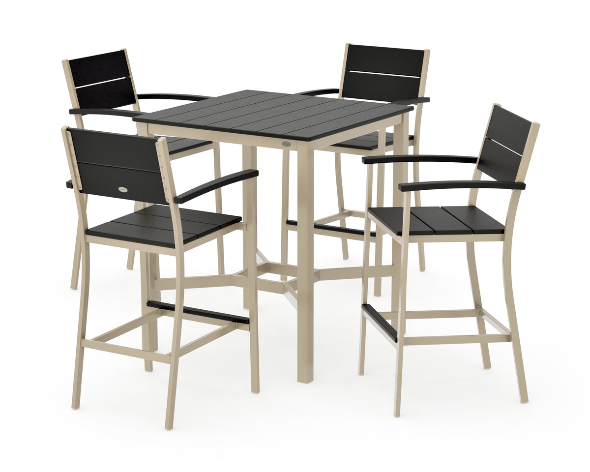 POLYWOOD Main Street 5-Piece Bar Set in Sand / Black
