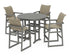 POLYWOOD EDGE Woven 5-Piece Round Farmhouse Bar Set in Slate Grey / Dune Grass