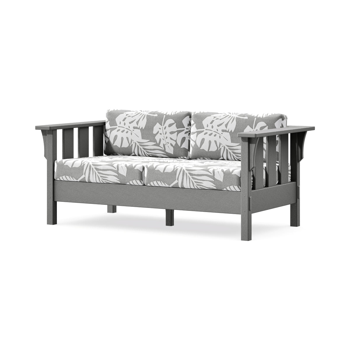 POLYWOOD Acadia Deep Seating Loveseat in Slate Grey / Leaf Grey Mist