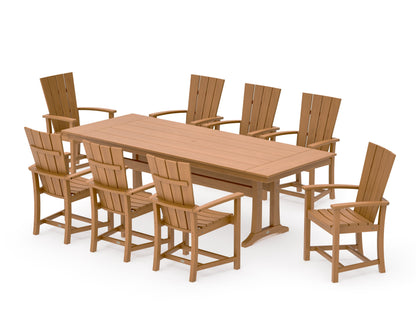 POLYWOOD Quattro Adirondack 9-Piece Farmhouse Dining Set with Trestle Legs in Natural