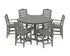 POLYWOOD Savannah 7-Piece Arm Chair Round Farmhouse Counter Set in Slate Grey
