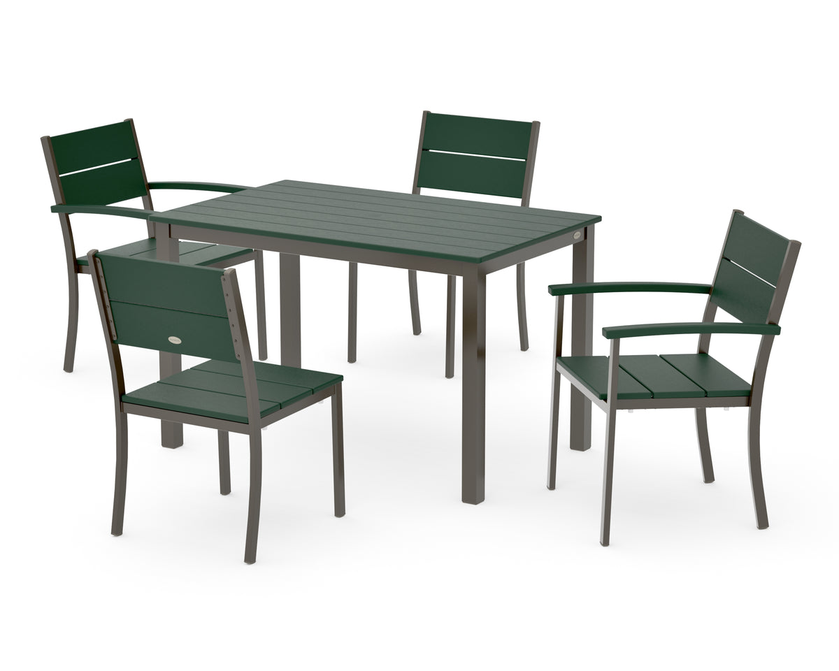 POLYWOOD Main Street 5-Piece Dining Set with Main Street 30 x 48 Dining Table in Bronze / Green