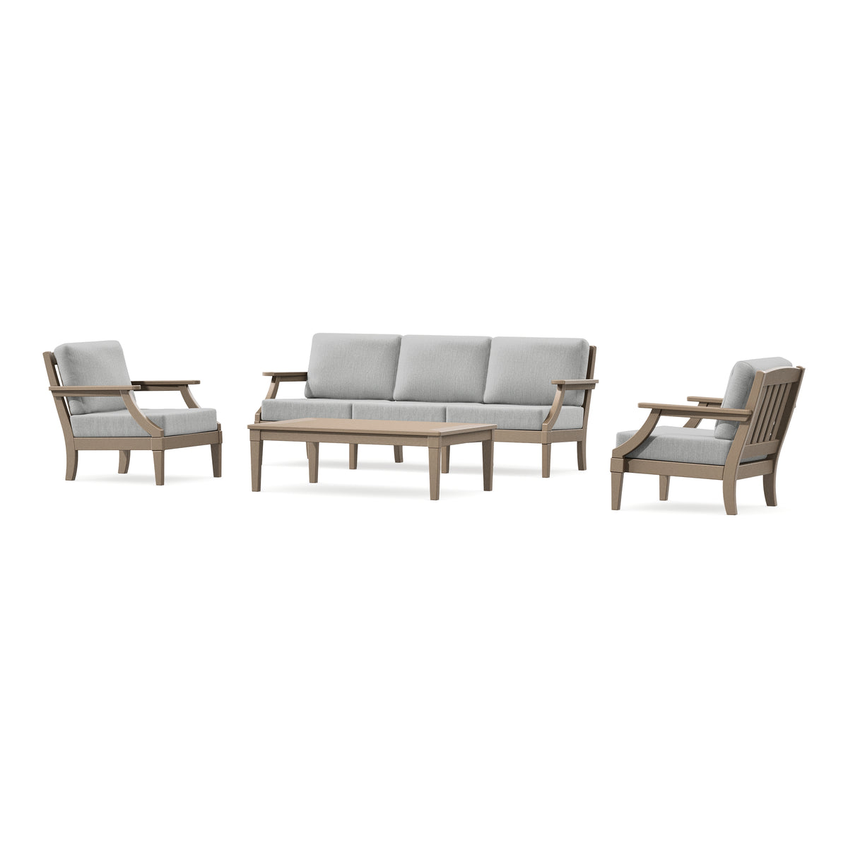 POLYWOOD PW Designer Series Estate 4-Piece Lounge Sofa Set in Vintage Sahara / Granite