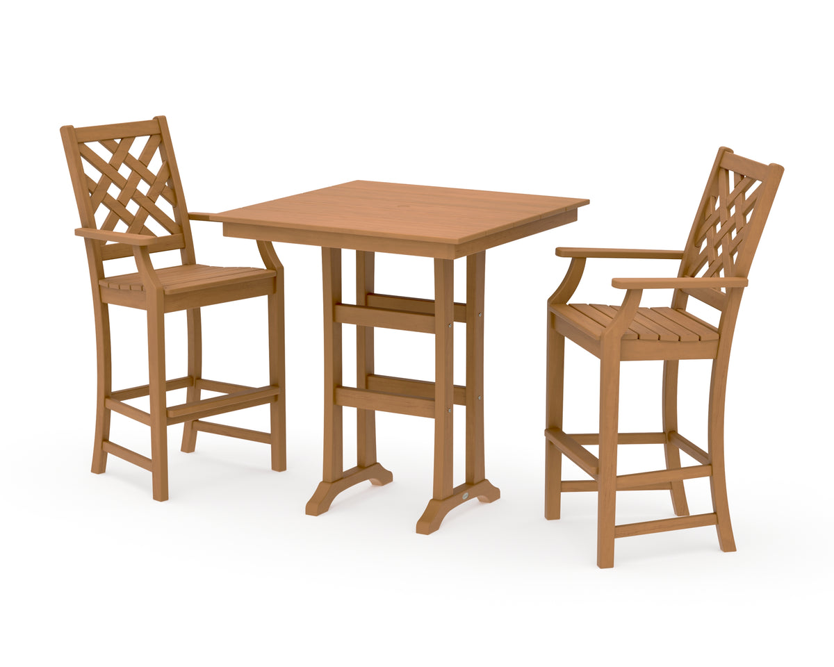 POLYWOOD Country Living Wovendale 3-Piece Farmhouse Bar Set with Trestle Legs in Natural