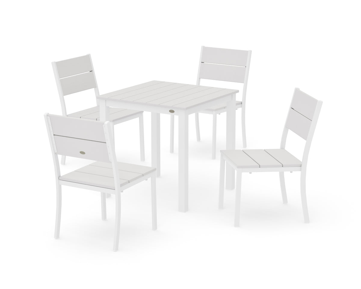 POLYWOOD Main Street 5-Piece Square Dining Set- Small in White / Vintage White