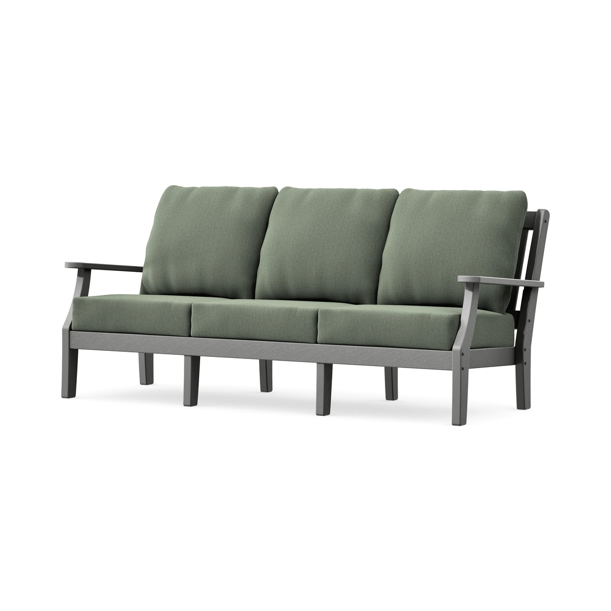 POLYWOOD Chinoiserie Deep Seating Sofa in Slate Grey / Cast Sage