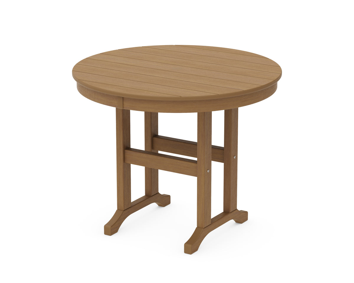POLYWOOD 36" Round Farmhouse Dining Table in Natural