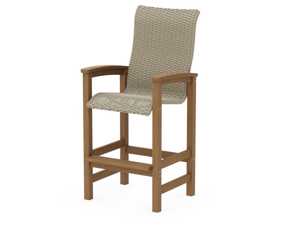 POLYWOOD Coastal Woven High-Back Bar Chair in Natural / Dune Grass