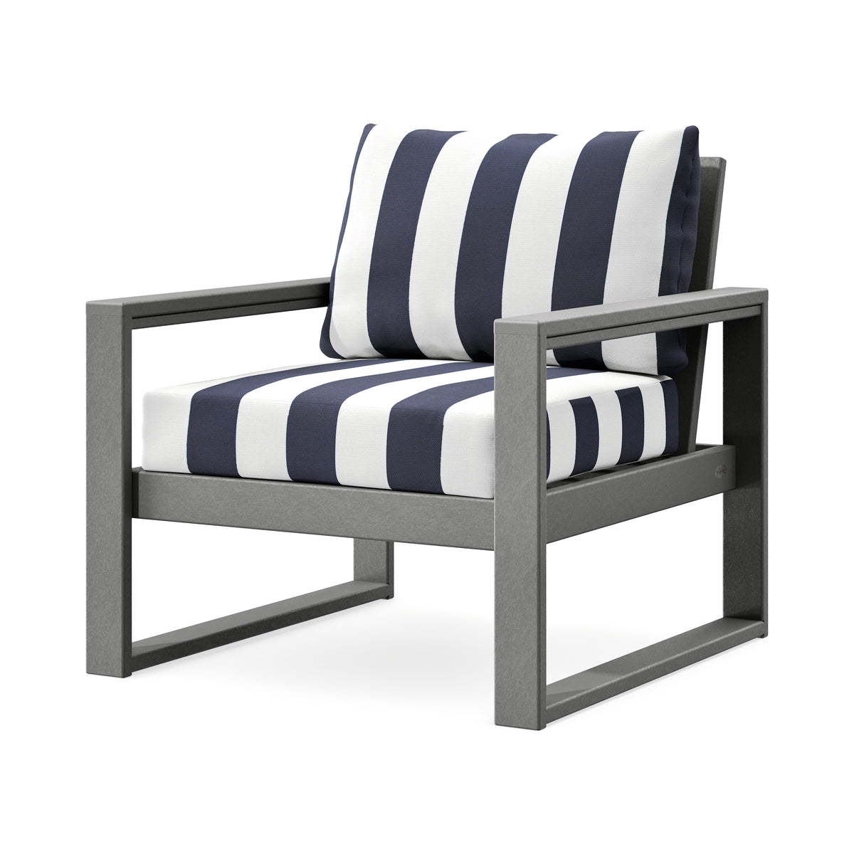 POLYWOOD EDGE Club Chair in Slate Grey / Cabana Stripe Navy