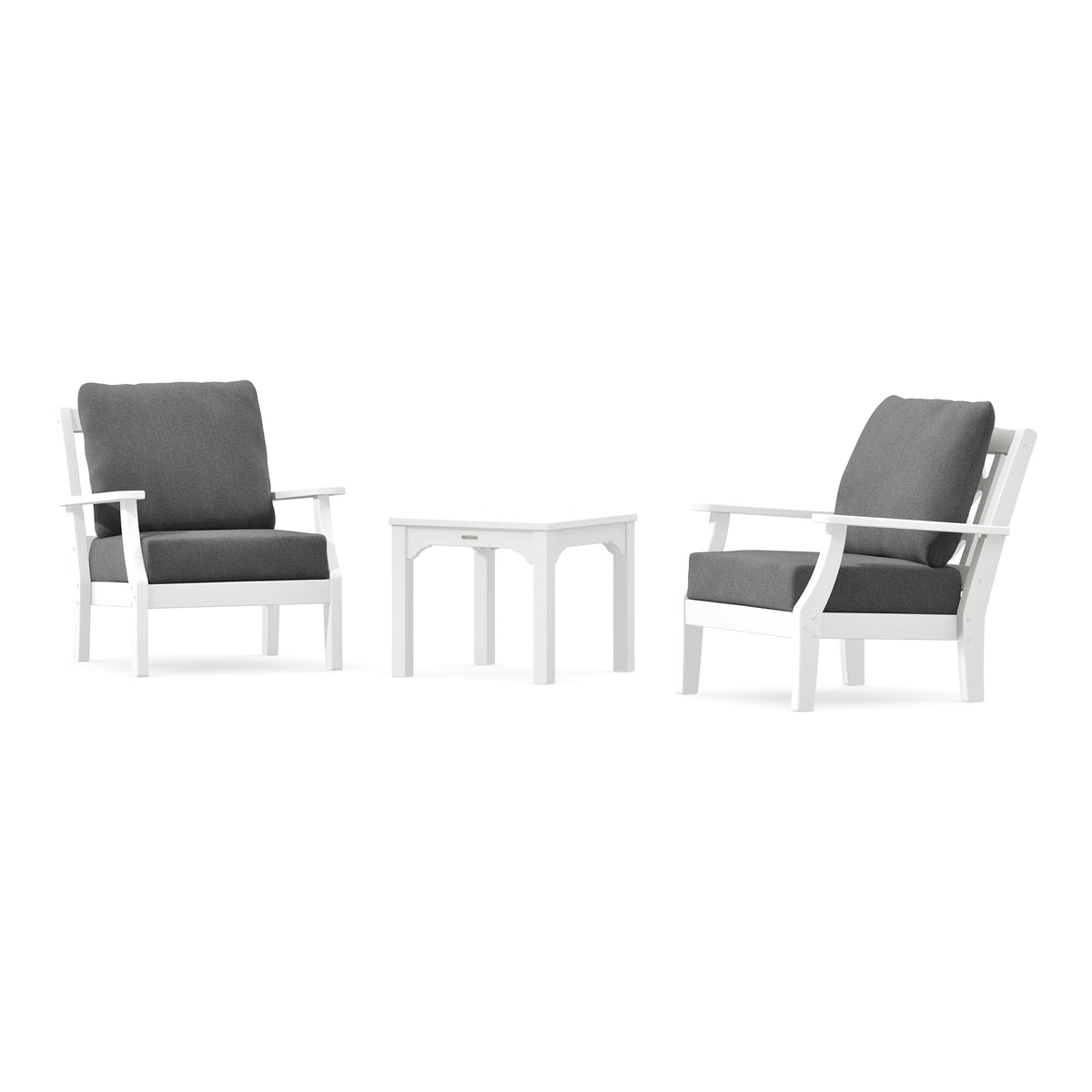 POLYWOOD Chinoiserie 3-Piece Deep Seating Set in White