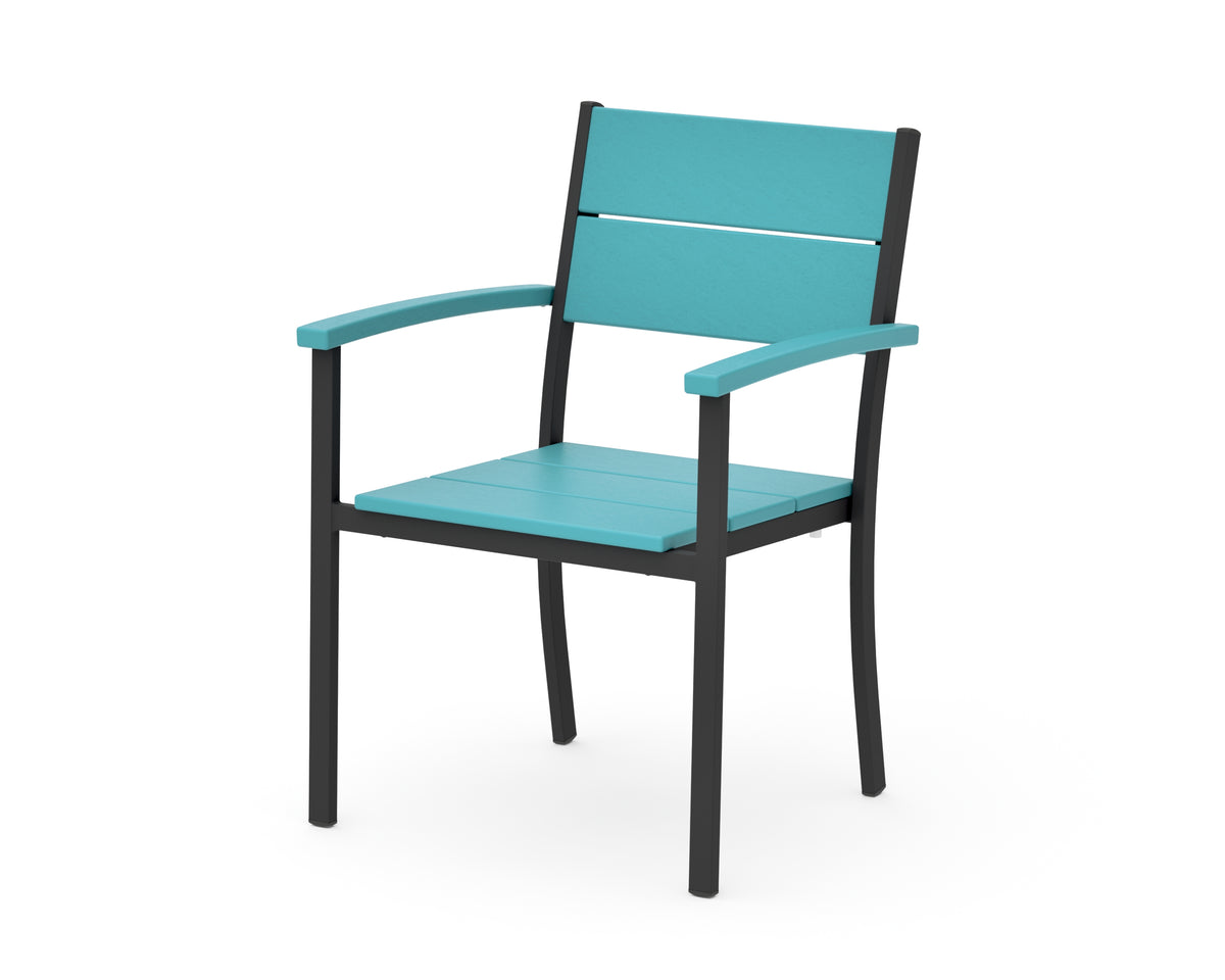 POLYWOOD Main Street Stacking Dining Arm Chair in Black / Aruba