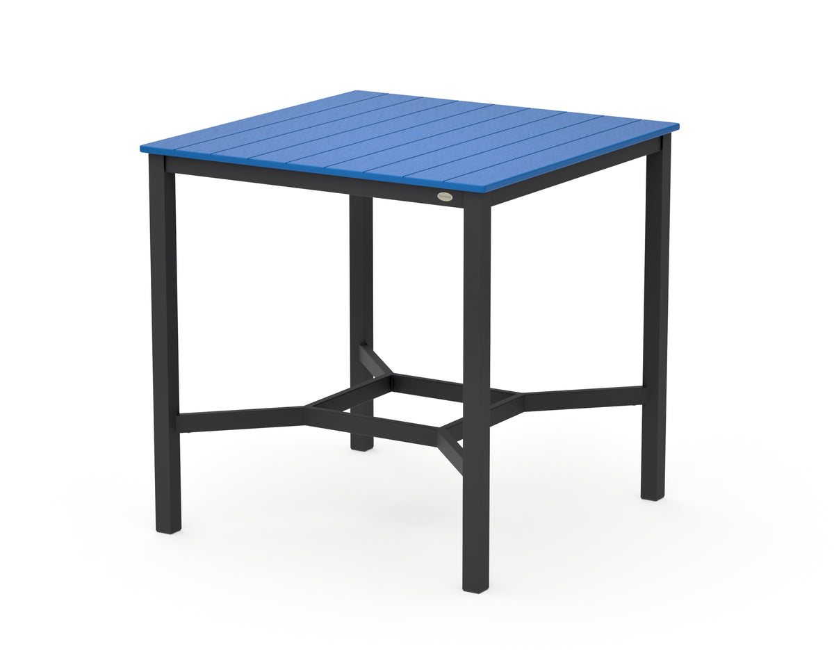 POLYWOOD Main Street 42 x 42 Bar Table in Black / Pacific Blue