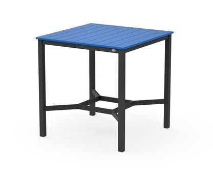 POLYWOOD Main Street 42 x 42 Bar Table in Black / Pacific Blue