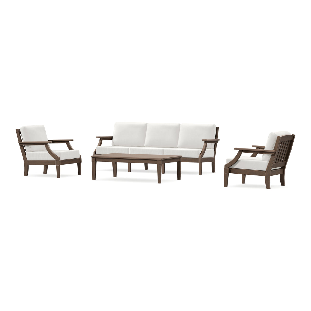 POLYWOOD PW Designer Series Estate 4-Piece Lounge Sofa Set in Kona / Natural Linen