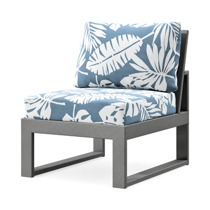 POLYWOOD Modular Armless Chair in Slate Grey / Leaf Sky Blue