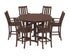 POLYWOOD Vineyard 7-Piece Arm Chair Round Farmhouse Bar Set in Mahogany