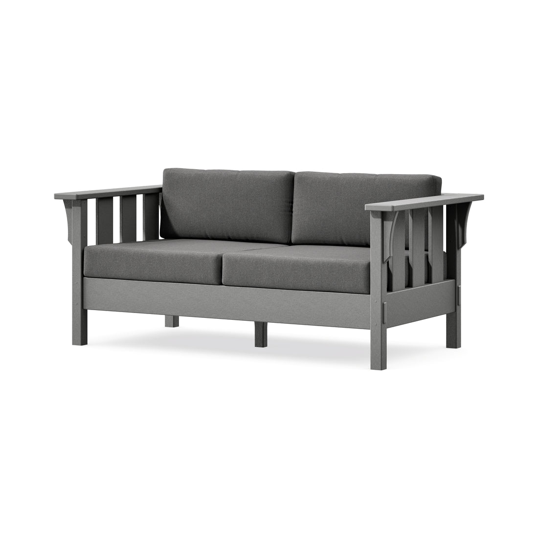 POLYWOOD Acadia Deep Seating Loveseat in Slate Grey / Ash Charcoal