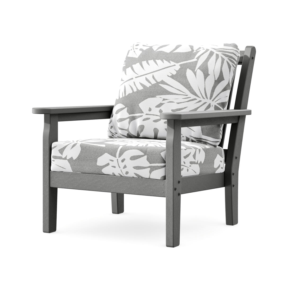 POLYWOOD Chippendale Deep Seating Chair in Slate Grey / Leaf Grey Mist