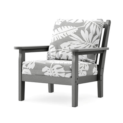 POLYWOOD Chippendale Deep Seating Chair in Slate Grey / Leaf Grey Mist