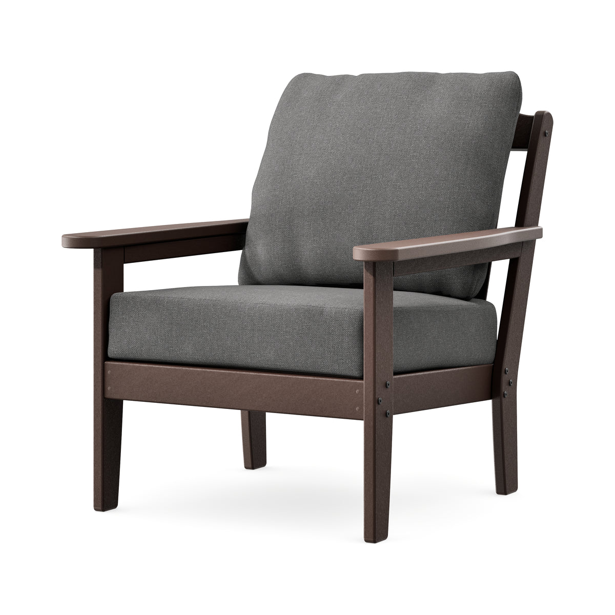 POLYWOOD Cottage Deep Seating Chair in Mahogany / Ash Charcoal