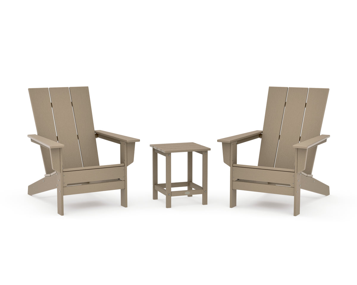 POLYWOOD 3-Piece Modern Studio Adirondack Set in Vintage Sahara