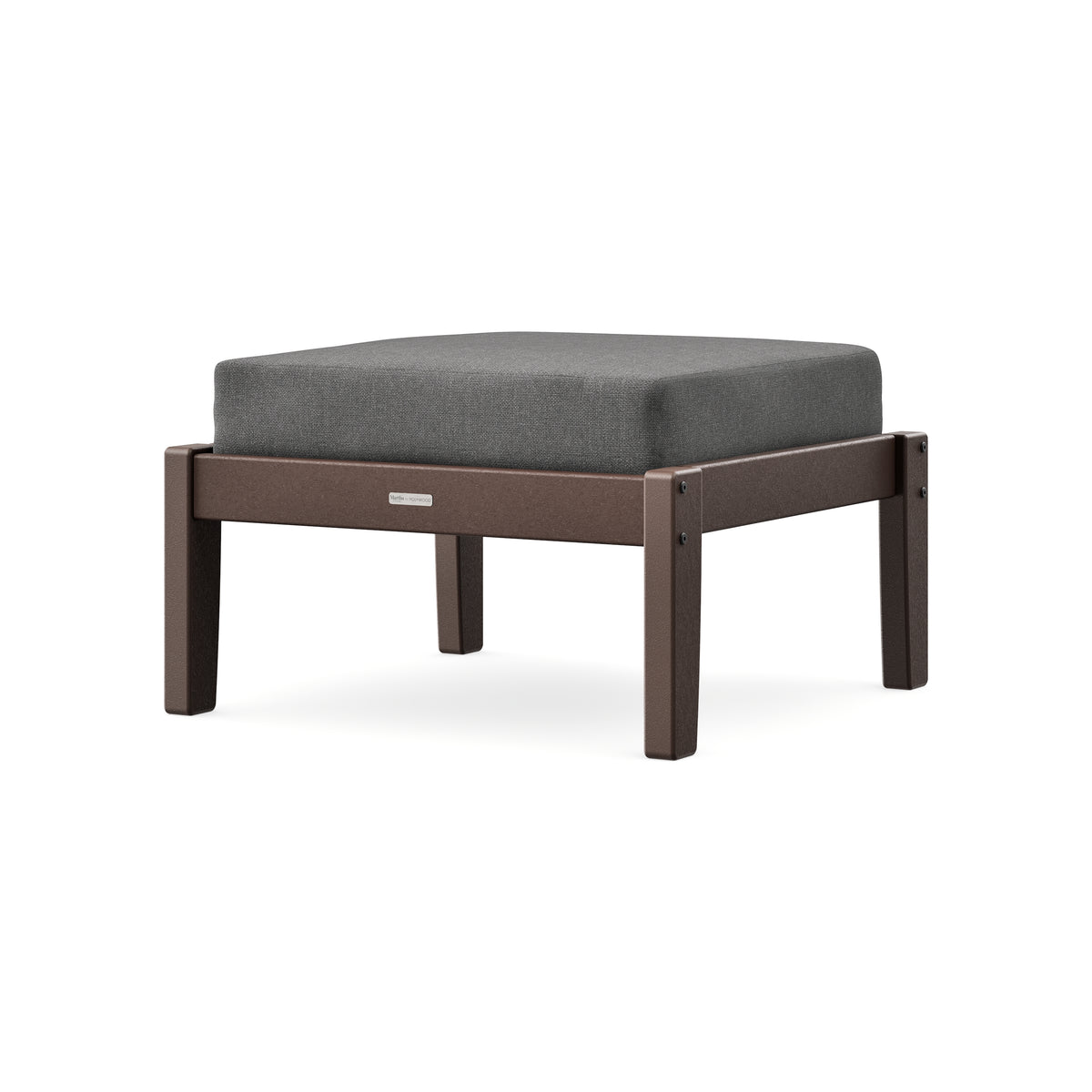 POLYWOOD Chinoiserie Deep Seating Ottoman in Mahogany / Ash Charcoal