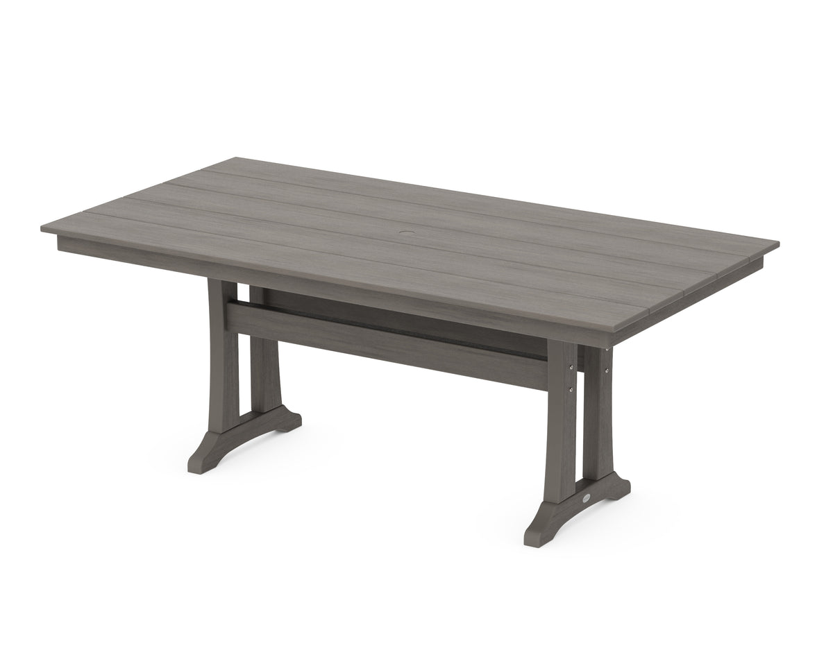 POLYWOOD Farmhouse Trestle 37" x 72" Dining Table in Driftwood