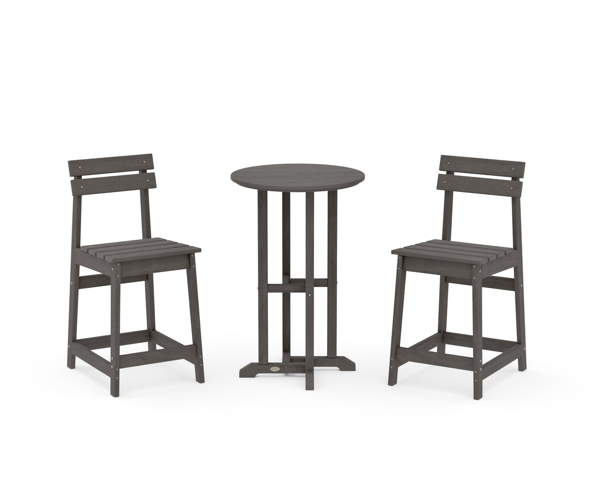 POLYWOOD Modern Studio Plaza 3-Piece Bistro Counter Set in Driftwood