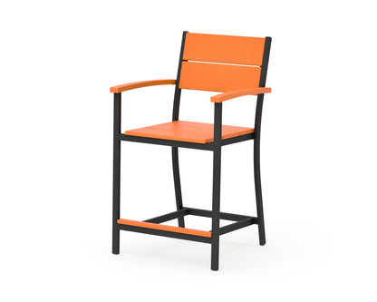 POLYWOOD Main Street Counter Arm Chair in Black / Tangerine