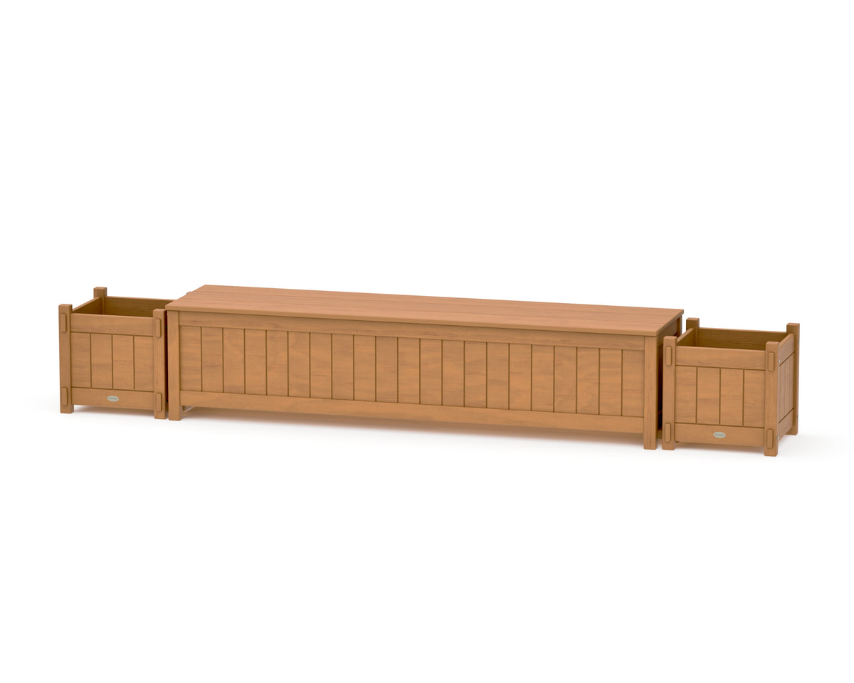 POLYWOOD 72" Vineyard Straight Planter Storage Bench Set in Natural