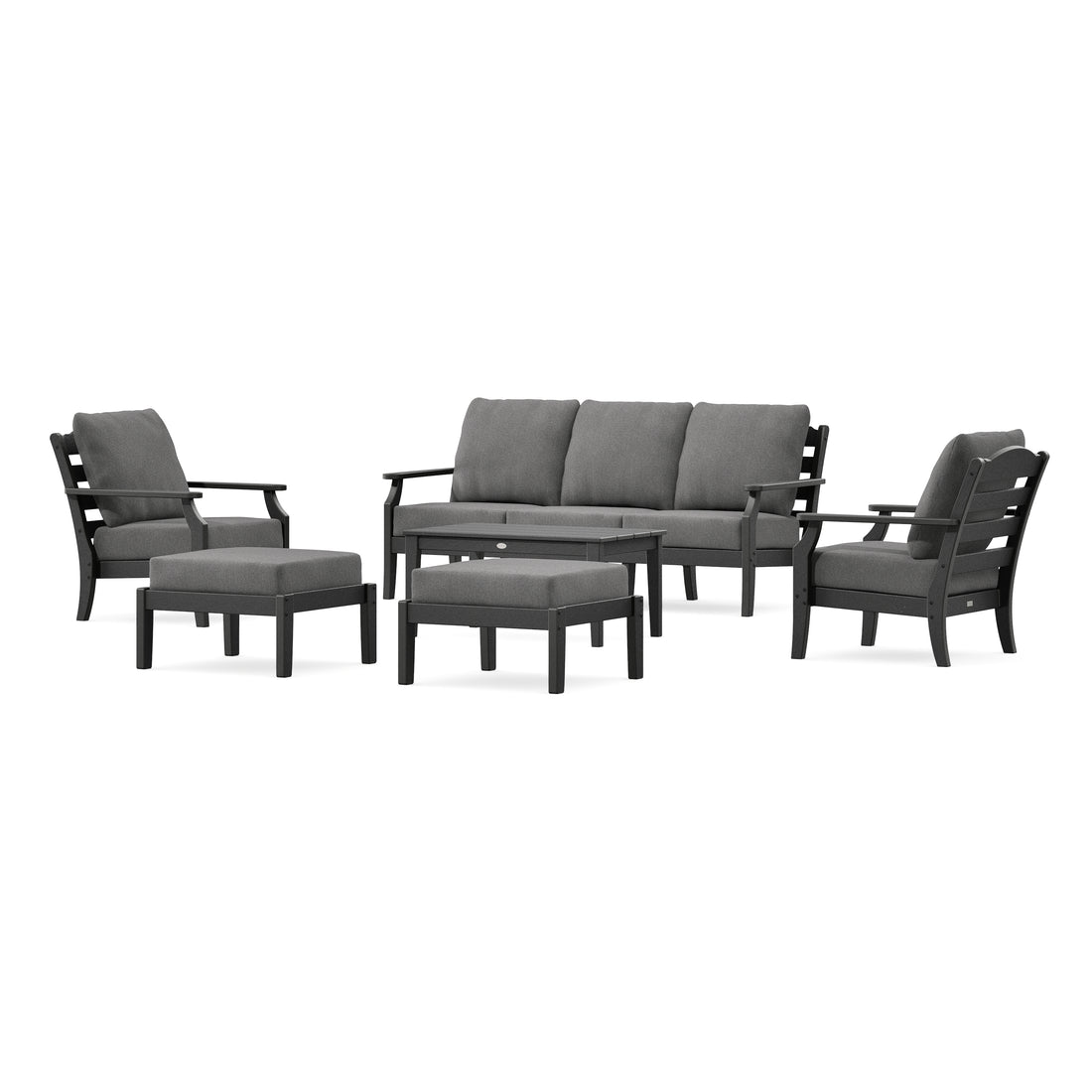 POLYWOOD Savannah 6-Piece Lounge Sofa Set in Black