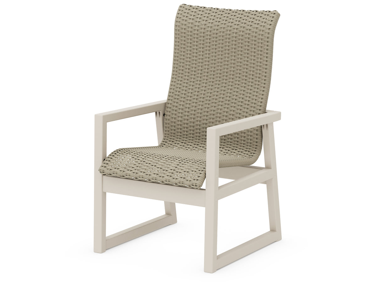 POLYWOOD EDGE Woven High-Back Dining Arm Chair in Sand / Dune Grass