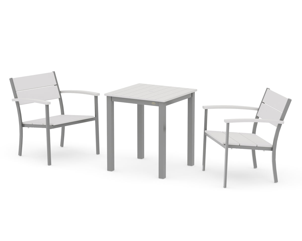 POLYWOOD Main Street 3-Piece Square Dining Set in Silver / Vintage White