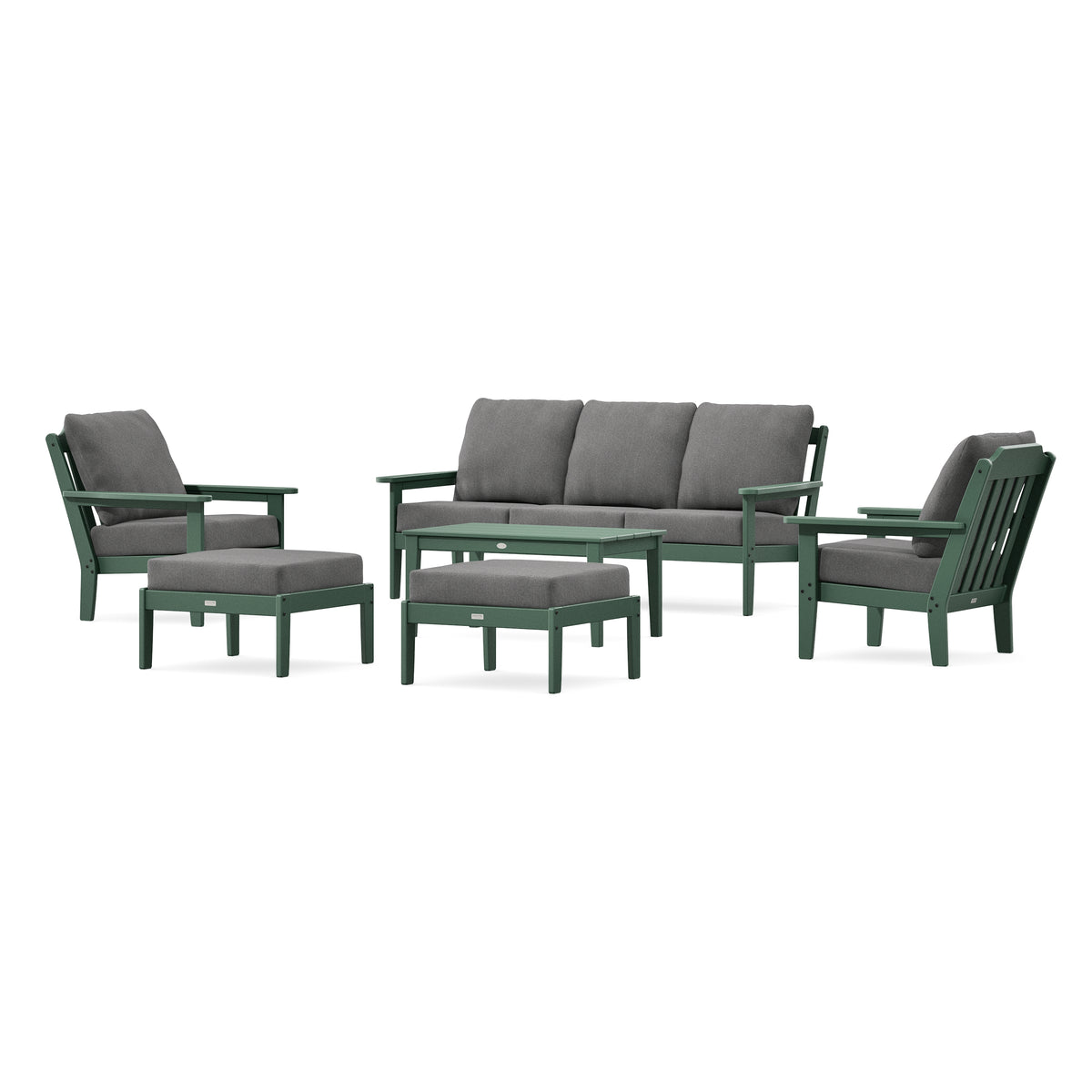 POLYWOOD Country Living Cottage 6-Piece Lounge Sofa Set in Green