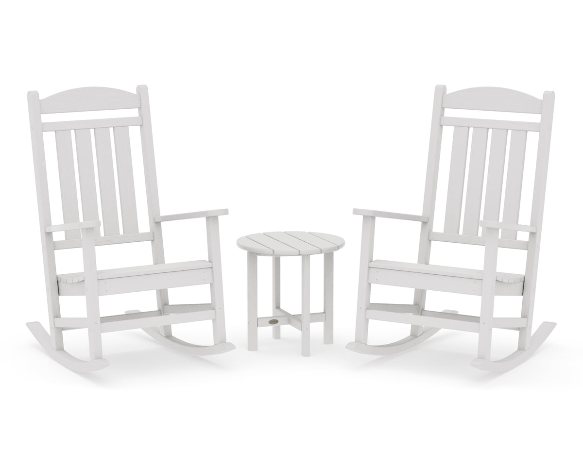 POLYWOOD Presidential 3-Piece Rocker Set with Round Side Table in Vintage White
