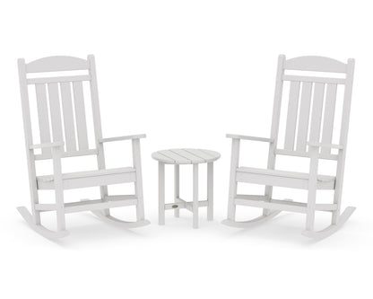 POLYWOOD Presidential 3-Piece Rocker Set with Round Side Table in Vintage White