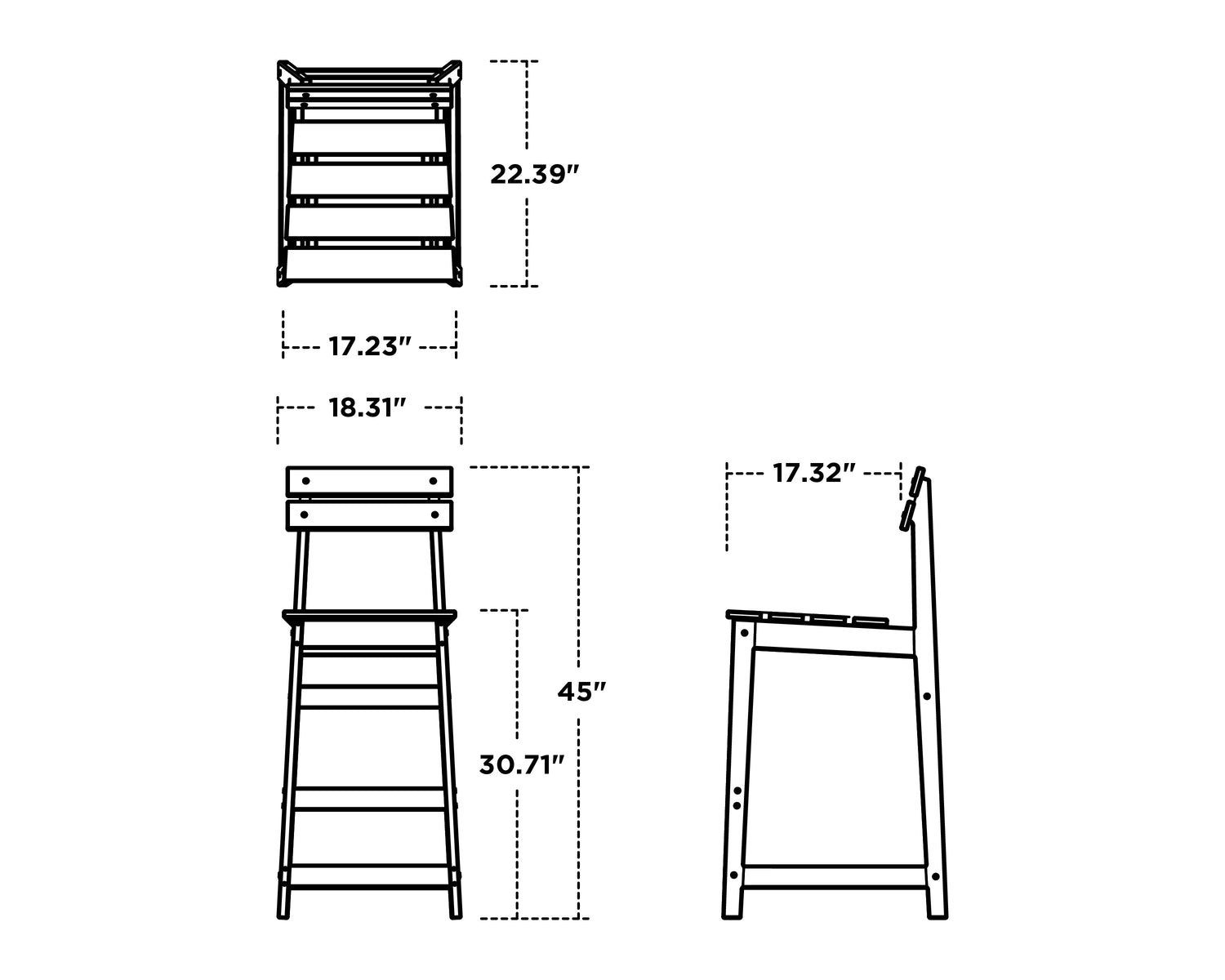 POLYWOOD Modern Studio Plaza Bar Chair