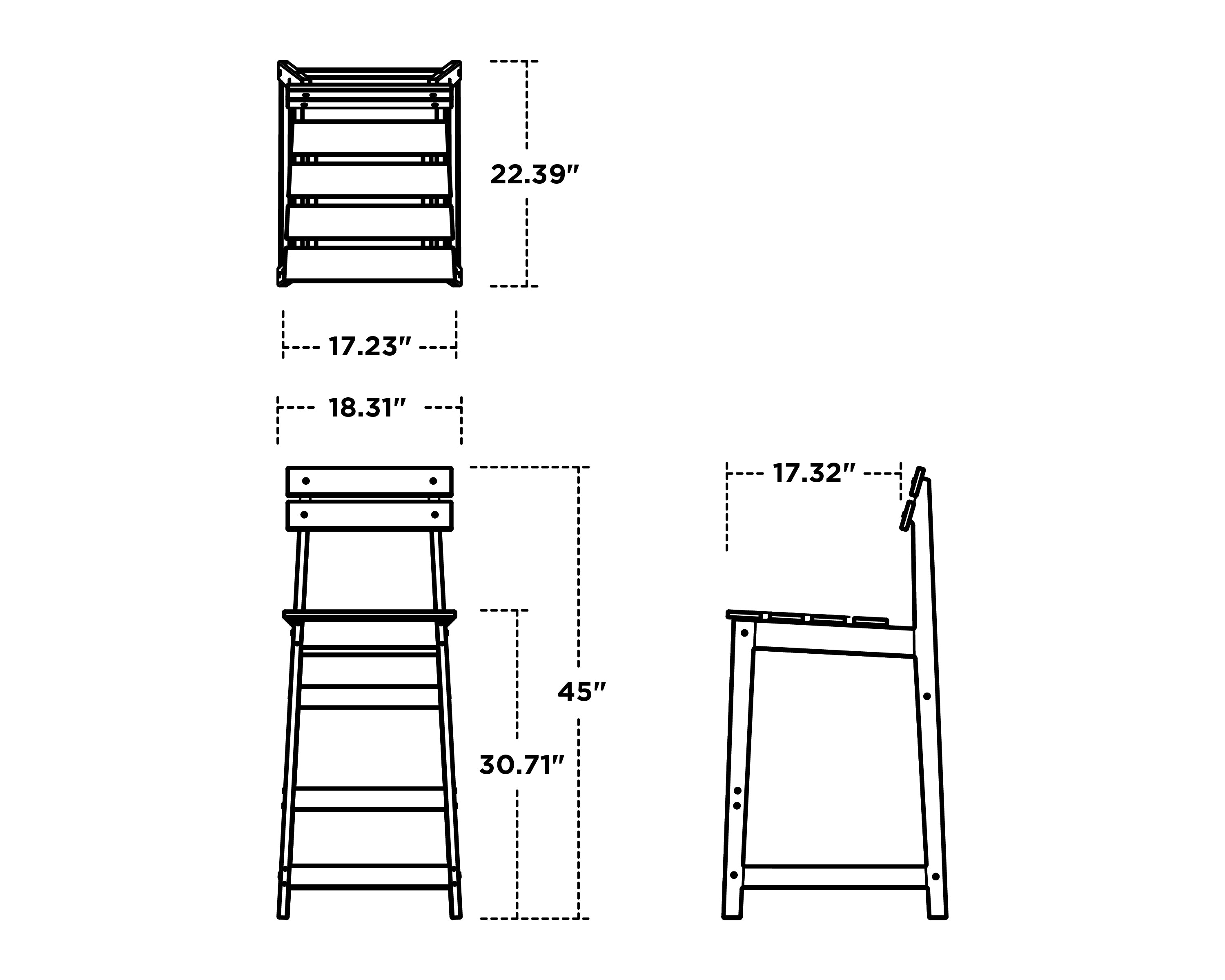 POLYWOOD Modern Studio Plaza Bar Chair